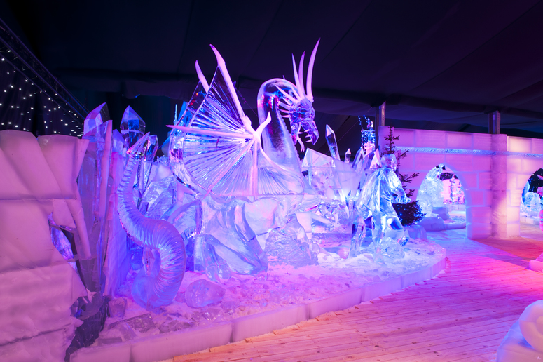 Ledové sochy z výstavy ve městě Bruggy