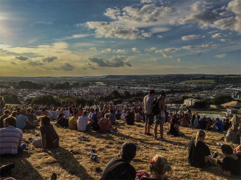 Glastonbury festival - výhled na park