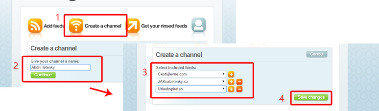 Vytvoření a načtení všech stránek s akčními letenkami do jednoho společného kanálu.
